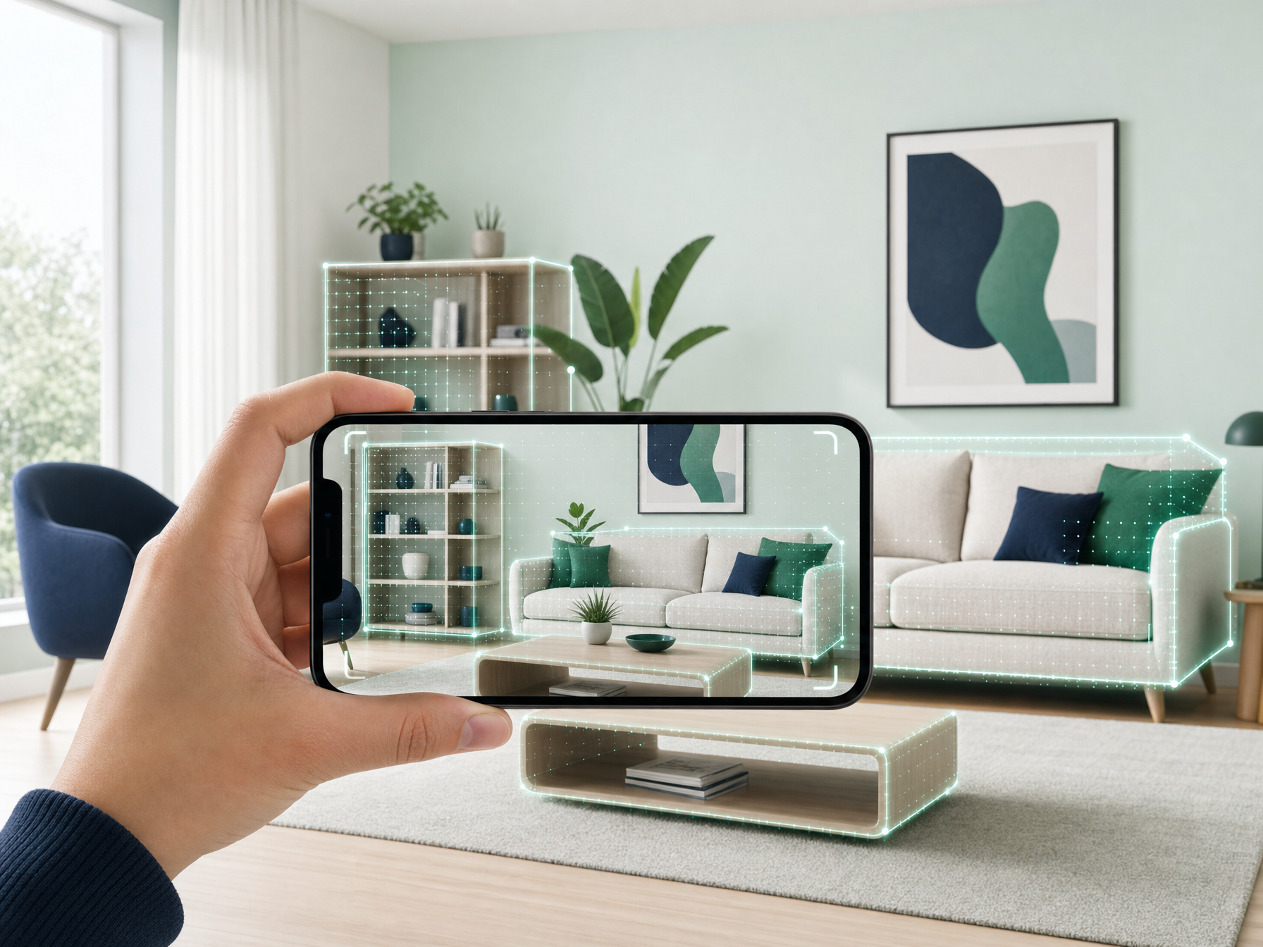 Scanning a living room with a phone